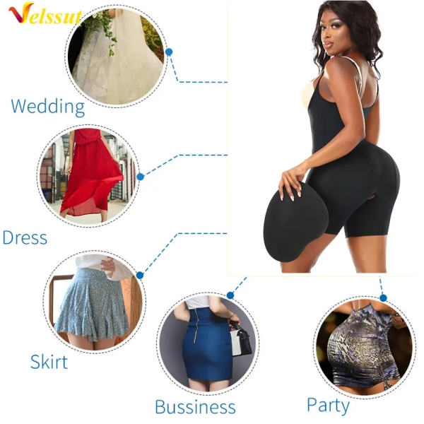 Velssut Body Shapewear för kvinnor med dyna Magkontroll Kroppsformare Sömlös rumplyftväst Slimmande underkläder under klänning SF1408-B M