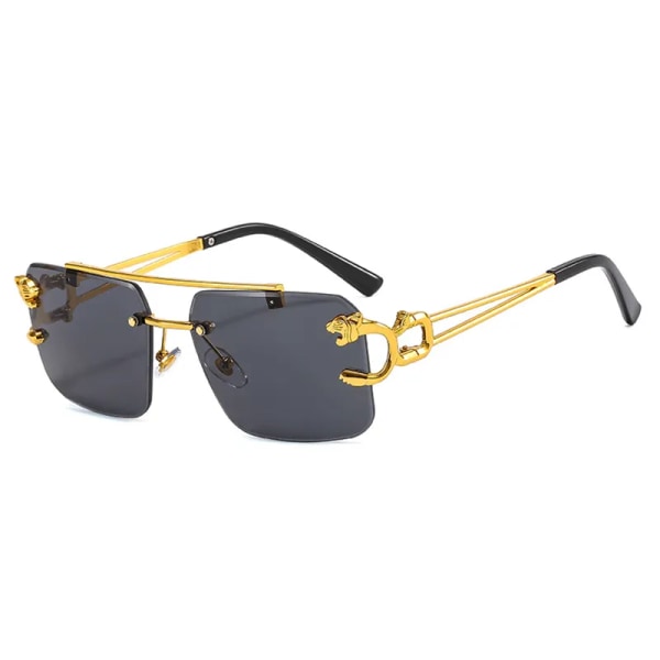 Modemärke Designer Båglösa solglasögon Män Kvinnor Leopard Rays UV400 Lyxfest Trendiga nyanser Överdimensionerade Nya Solglasögon Topp Gold Blue As Picture Show