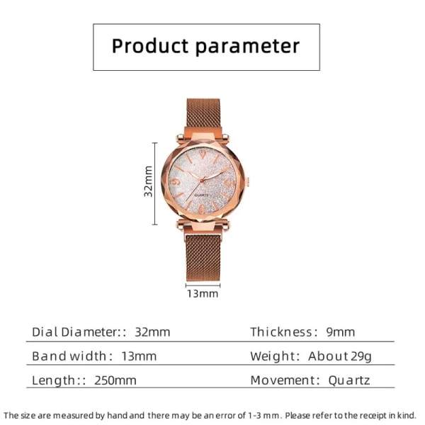 Reloj Mujer 2023 Lyxmode Dam Grå Urtavla Quartz Watch Enkel Dam Rose Gold Mesh Bälte Magnetic Watch Relogio Feminino Grey