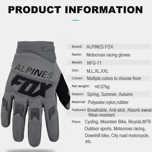 100% Alpines Fox Herr Sommar Motorcykelhandskar Mountainbike Downhill Dirt Cykel Cykelhandskar Dh Mtb Bmx Motocross Åkning Black M