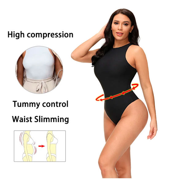 Dam ärmlös body Vanligt linne med rund hals Crop Tight Sexig Racerback Bottoming Basic undertröja Magkontrollgördel Khaki M