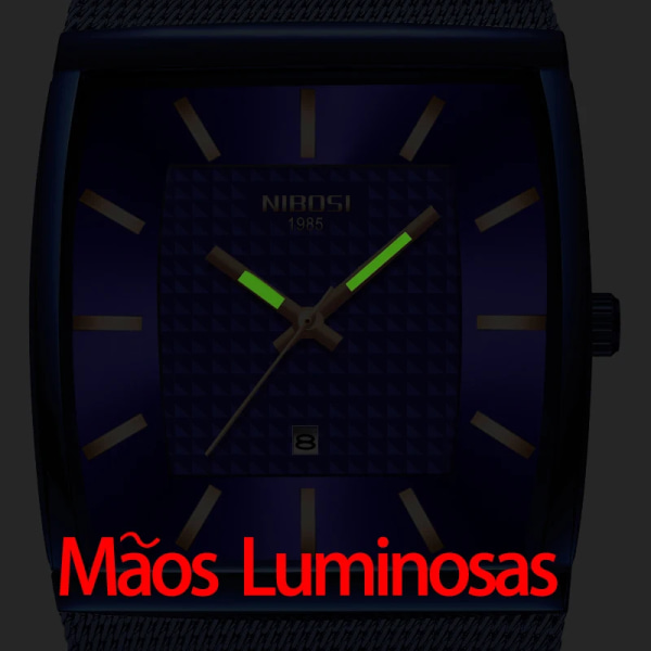 2022 NIBOSI fyrkantig design herrklockor Toppmärke Lyxiga ultratunna armbandsur för män Vattentät Auto Date Relogio Masculino NI2338-3-QJ