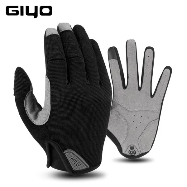 GIYO S-05 Vinter Helfinger Ridhandske Vindtät Varm Antisladd Andas Sporthandskar Cykelutrustning Black L