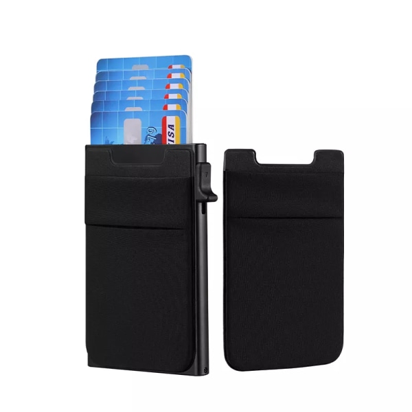 Auto Pop Up Kreditkortshållare Minimalistisk Visitkortsplånbok RFID-blockerande Smart Slim Aluminium Korthållare för män Black