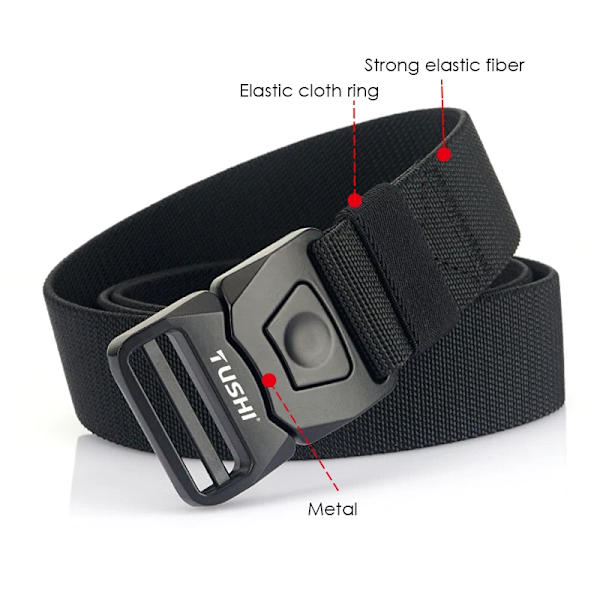 VATLTY 2021 Stretching taktiskt bälte för män Zinklegering Pluggbart spänne Utomhusarbete Vandring Elastiskt bälte Jakttillbehör Dark gray 125cm