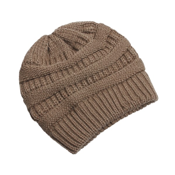 25 Färgade Enfärgade Beanies Kvinnor Stickade Beanie Hatt Mode Höst Vinter Varma Hattar SkulliesCap För Kvinnor khaki