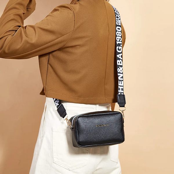 Enkel stil små axelväskor för kvinnor Enfärgad Pu-läder bred rem Crossbody-väska Kvinnlig telefonväska Messenger Handväska red as  detailpage