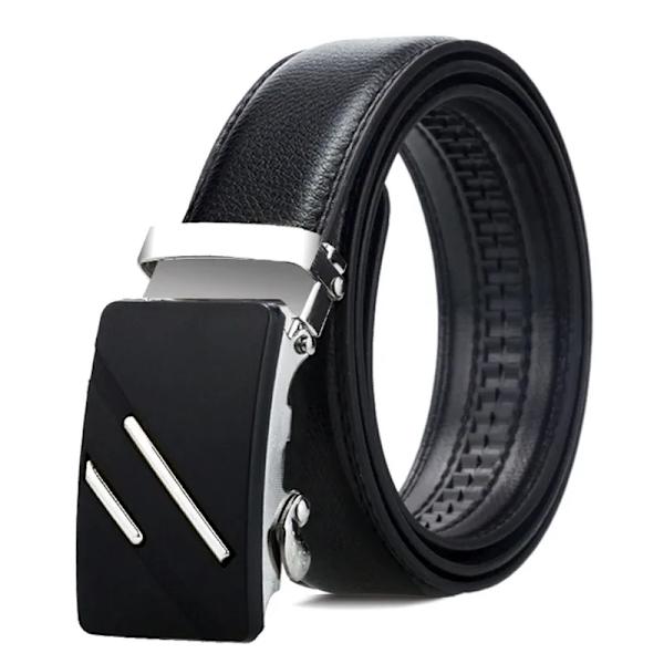 120 cm Herrbälte Lyxigt Automatiskt Business Midjeband Man Ko-rem Bälten För Herr Läder Designer Guld Silver Spärrspänne Black Silver2 120cm