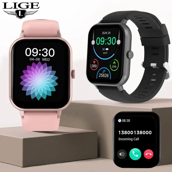 LIGE Bluetooth Call Smart Watch Herr Dam Full Touch Screen Sport Fitness Watch Man Smart Watches Dam Smartwatch Silica gel green