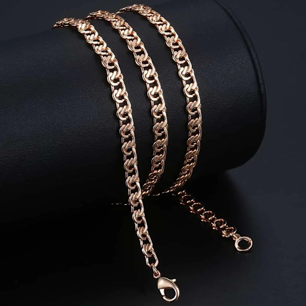 585 Rose Gold Colour Halsband för Kvinnor Män Bismark Hammered Link Chain Mode Smycken Tillbehör 5 mm GN452A CN04 18inch 45cm