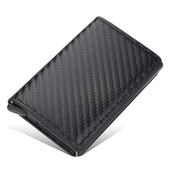 Smal aluminiumplånbok med elasticitet på baksidan ID Kreditkortshållare Mini RFID-plånbok Automatisk pop up case black C style