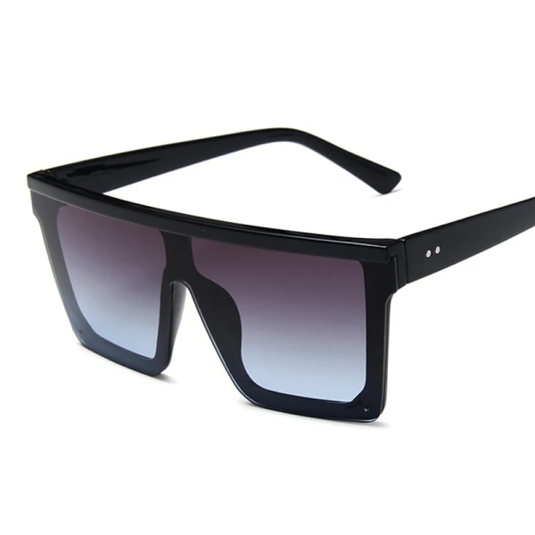 Mode Fyrkantiga Solglasögon Kvinna Märke Designer Solglasögon Kvinnlig Stor Båg Spegel Gradient Oculos De Sol Feminino BlackBlue