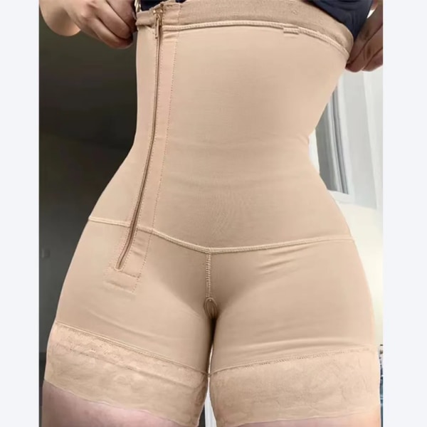 Fajas Colombianas Body med dragkedja på sidan Magkontroll Underkläder Hög kompression waist trainer Body Shaper Skims Black S