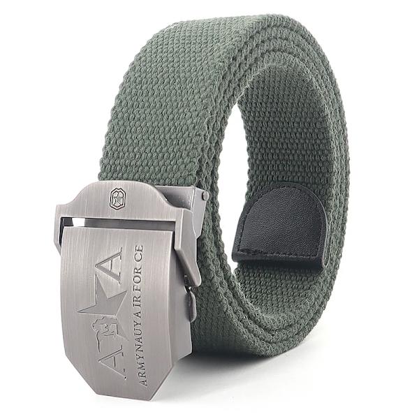 Män och kvinnor Militär canvas bälte metall automatiskt spänne utomhus militär träning taktiskt bälte polis unisex jakt jeans gördel Army green 130cm