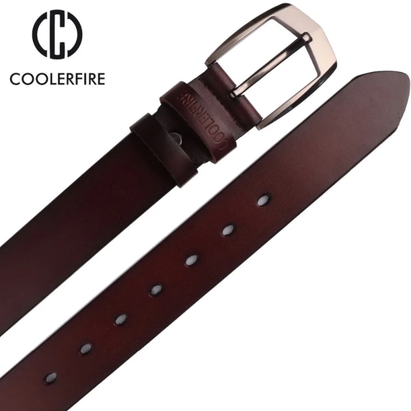 Coolerfire män högkvalitativt bälte i äkta läder lyxiga designerbälten män kosnmode Strap hane Jeans för män cowboy HQ043 COFFEE 120cm