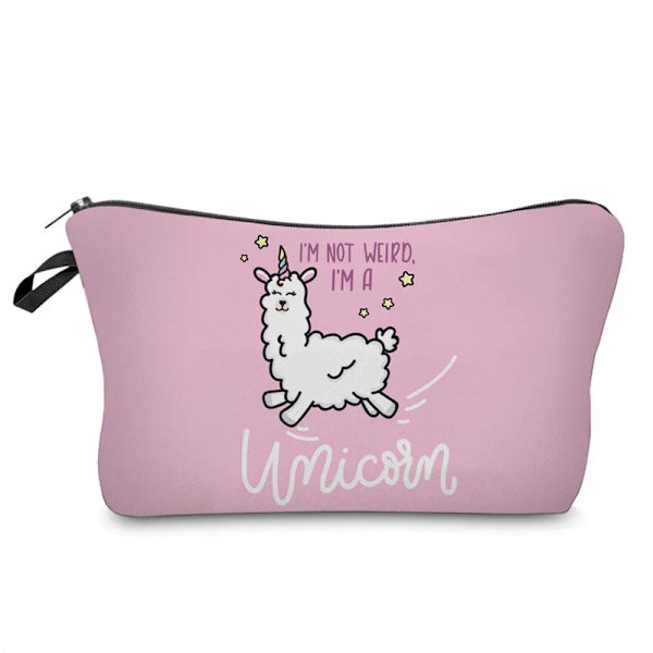 Sminkväska Värmeöverföring Härlig kosmetisk väska med print Liten toalettväska för damer och flickor Presenter Högkvalitativt case 307-9 Alpaca Bag