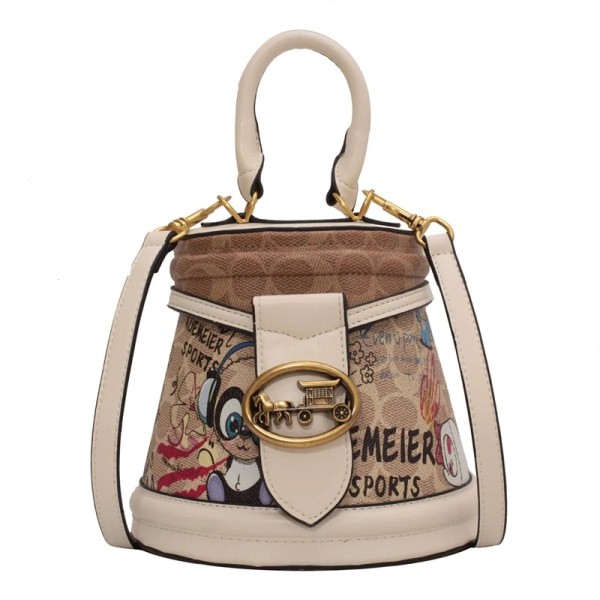 Märke Graffiti Hästskoväskor för kvinnor Högkvalitativt läderaxelväska Lyxiga plånböcker och handväskor Designer Crossbody-väska White Shoulder Bag 18.5X16X12cm