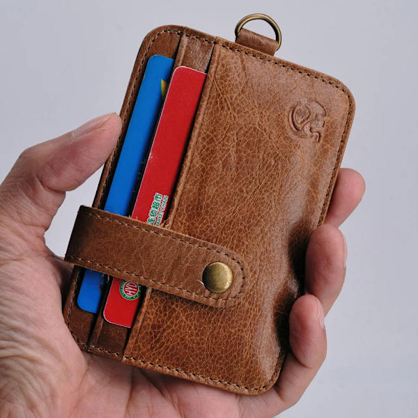 Retro unisex ung smal minimalistisk plånbok Kohud Läder VIP ID Kreditkortshållare Kort handväska Läder Bank Multi Slot Card brown