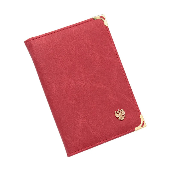 Rysk svart retrostil Auto körkortsväska PU- cover för bilkörningsdokument Kortkredithållare Case red