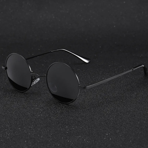 MYT_0279 Märkesdesigner Runda polariserade solglasögon Män Kvinnor Retro Solglasögon Man Kvinna Metallbåge Glasögon Körning UV400 C1 Black Gray No Box