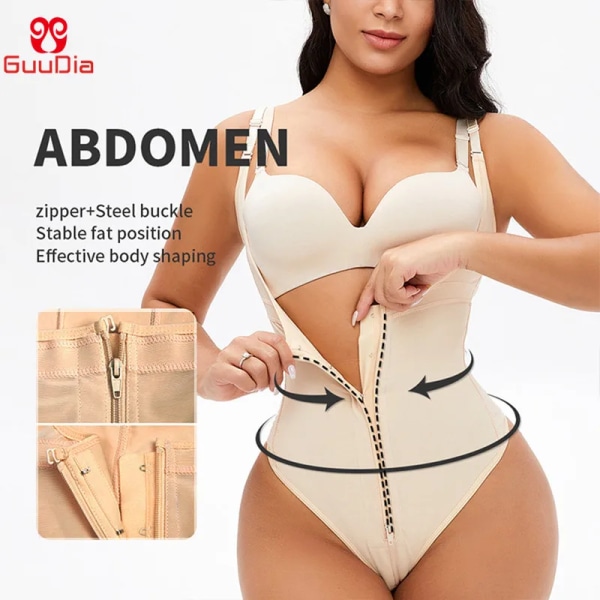 GUUDIA Thong Shapewear 6XL Shapers för kvinnor Magkontroll Fajas Colombianas Body Shaper Dragkedja Öppen byst Body Shaper hole crotch b 4XL