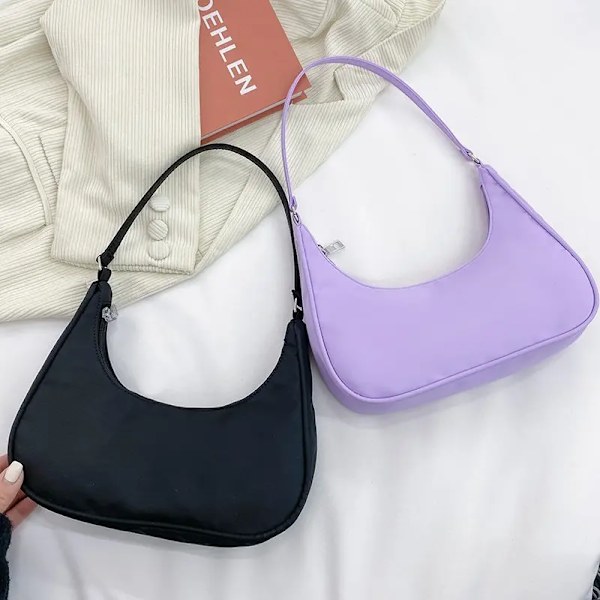 Damväskor Armhåla Axelväska Liten axelväska Nylon Underarmsväskor Clutch Dam Hobos Simple Handväskor Bolso Feminina Yellow