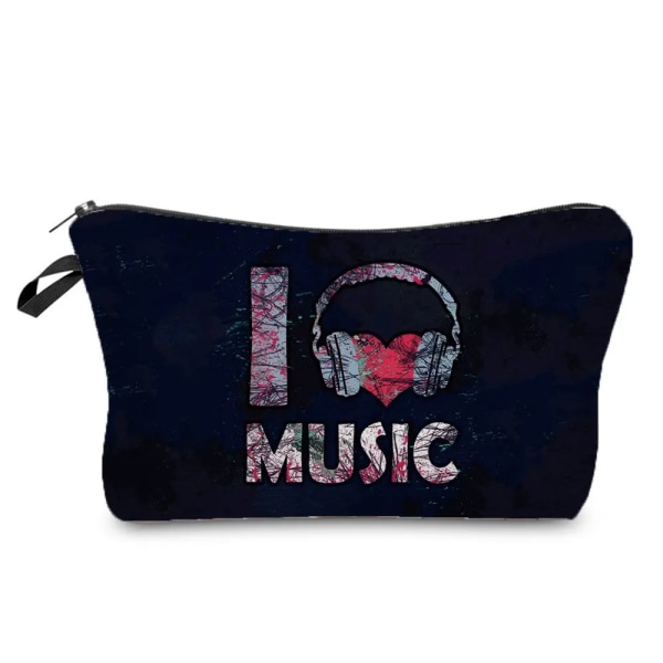 Högkvalitativ organizer Bärbart case Piano Gitarrmålning Dam Sminkväska Värmeöverföring Musiknoter Print Kosmetiska väskor hz3606 Music Bag