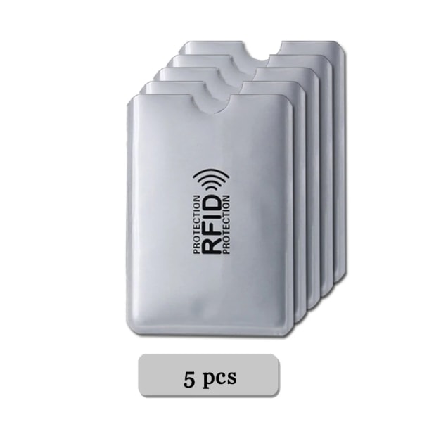 5st/10st/20st Anti Rfid-korthållare NFC-blockerande läsarelås Id Bankkortshållare Söta ID-kort Plånbok Pass Case 5pcs silver