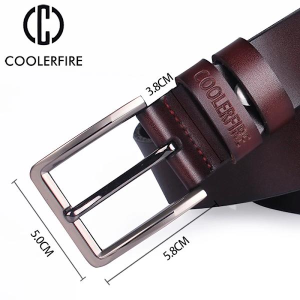 kohudsbälten i äkta läder för män märke manligt stift spänne jeans cowboy Herrbälten Lyxdesigner högkvalitativt läderbälte Black 125cm
