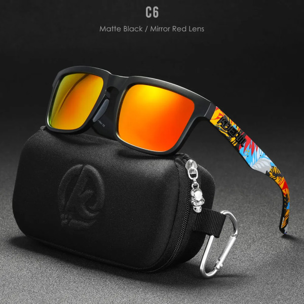 2022 nya KDEAM Ken Block polariserade solglasögon män fyrkantiga solglasögon reflekterande beläggning Spegellins UV400 märke med case C6 with B18 Case