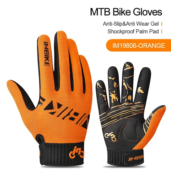 INBIKE Cykelhandskar Pekskärm MTB Cykelhandskar Sport Stötsäker Helfinger Reflekterande Vinter Vår Cykelhandske IM19806 IM19806-Orange M