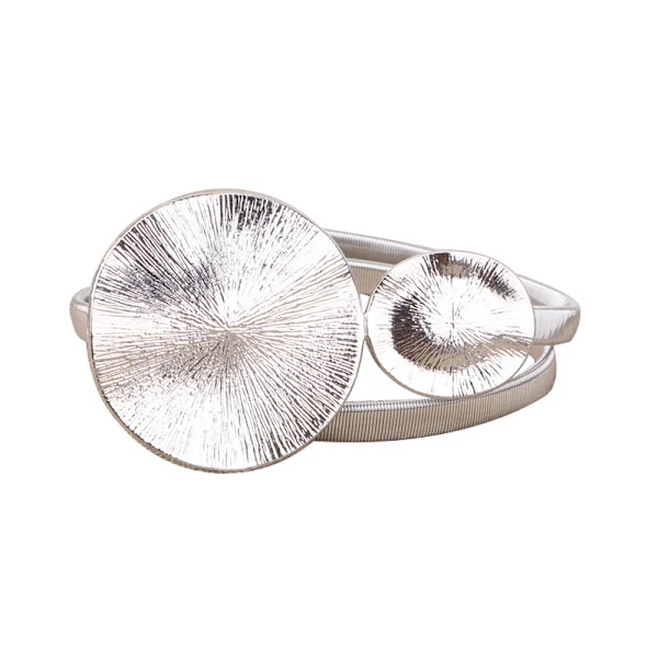Elastiskt metall midjebälten för klänningar Metall Silver Guld Färg Dambälten Stretch Skinny Kvinna Runt Löv Spänne Kvinnor Bälten silver 1 70cm
