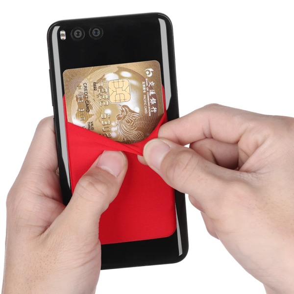 1 st mode elastisk mobiltelefon korthållare Mobiltelefon case Kredit ID-kortshållare självhäftande klistermärkesficka Red