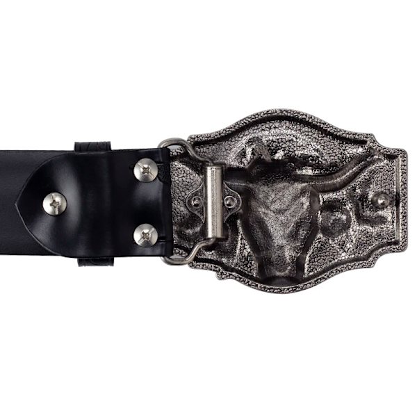 Komönster bälte äkta läder Fritid Cowboy Big Agio Cow Silver Camel 85cm
