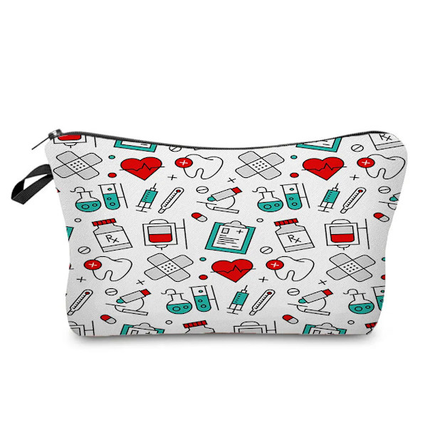 Sjuksköterska Blommig printed stil Kosmetisk väska Kvinnor Nödvändig sminkväska Linne Dragkedja Resor Toalettartiklar Organizer Väska Case C
