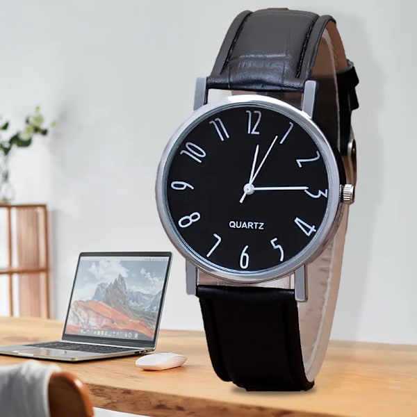 Herrklocka Watch Blått watch Unisex watch Modell B Typ Svart Business Temperament B black surface black belt