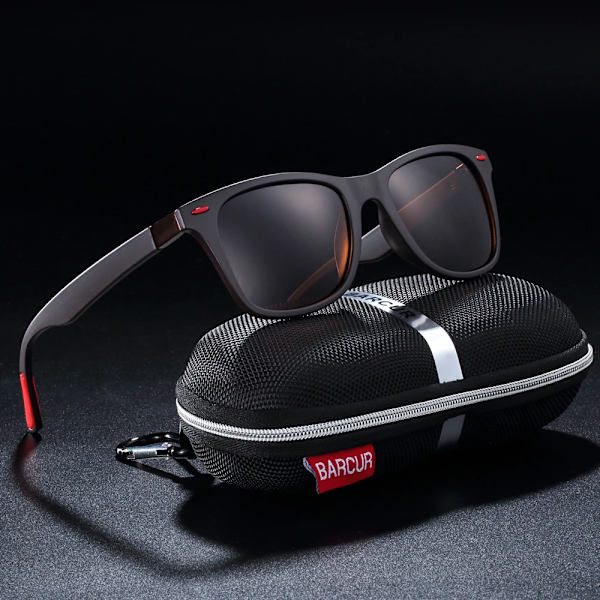 BARCUR Trending TR90 Polarized Solglasögon Dam Fyrkantiga glasögon Herr Solglasögon Vintage Unisex Goggle Man UV400 Oculos de sol Brown BARCUR