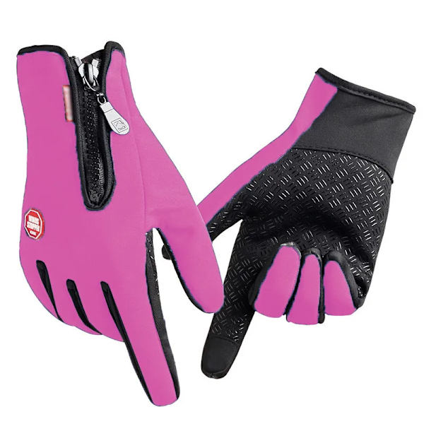 Vinterhandskar Män Kvinnor Cykling Helfinger Pekskärm Thermal Vindtäta Vintervarma handskar för vandring Löpning Körning Pink M