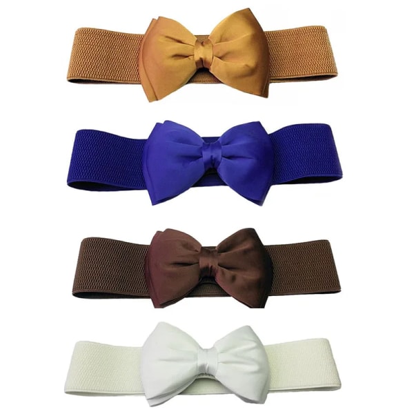 Nya kvinnor rosett Cummerbunds Elastisk rosett Bred Stretch Bukle Midjeband Bälte 12 färger Mode Flicka Klänning Accessoarer Midjebälten Camel One Size
