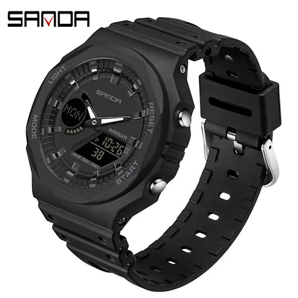 SANDA Utomhussportklockor Män Ms LED Digitala klockor Militär Vattentät Date Elektronisk Watch Pojke Tjej Relogio Masculino Matcha green