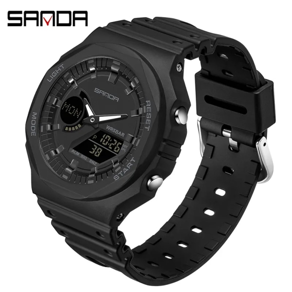 SANDA Utomhussportklockor Män Ms LED Digitala klockor Militär Vattentät Date Elektronisk Watch Pojke Tjej Relogio Masculino White rose gold