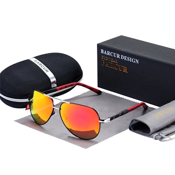 BARCUR Solglasögon för män Polarized UV400 Skydd Körning Solglasögon Kvinnor Man Oculos de sol Orange Red BARCUR