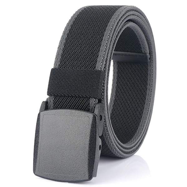 VATLTY Metallfritt elastiskt bälte för män, starkt teknisk plast, snabblåsande nylon Unisex Stretchbälte Utomhussport Black gray 115CM