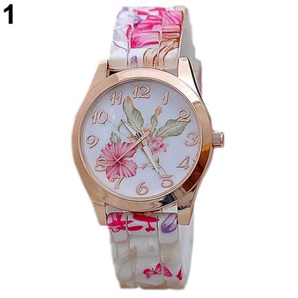 HET FÖRSÄLJNING!!! Kvinnor Rhinestone Inlagd Blomma Rund Urtavla Faux Läder Band Kvarts Watch Mode Kvarts Watch Kvinnor A
