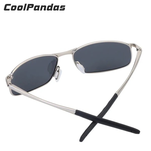 CoolPandas 2022 polariserade solglasögon Herr Märkesdesigner Liten lins Solglasögon Herr Solglasögon för körning gafas oculos de sol UV400 silver blue Polarized lens