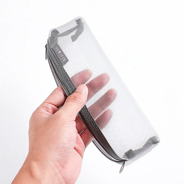 Enkelt grått svart case med stor kapacitet Mash Transparent kosmetiska borstväskor Studenter Tredimensionellt case i nylon white(.585)