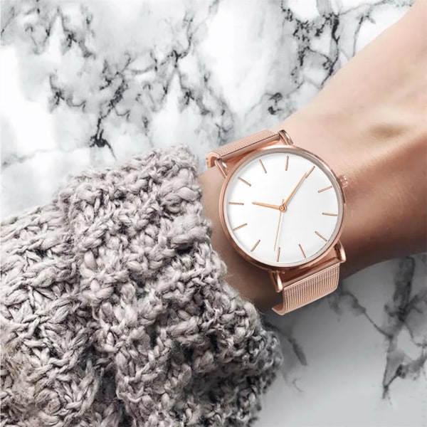 Watch Roséguld Watch 2020 mesh för kvinnor ultratunt moderelojes para mujer lyxarmbandsur reloj mujer B