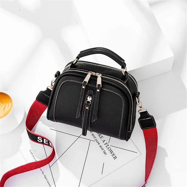 PU-läder liten handväska för kvinnor flicka mode tofs messenger väskor med boll Kvinnliga axelväskor Dam Party Crossby-väska b-black 22x12x17cm