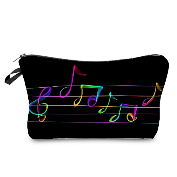 Högkvalitativ organizer Bärbart case Piano Gitarrmålning Dam Sminkväska Värmeöverföring Musiknoter Print Kosmetiska väskor hz7336 Music Bag