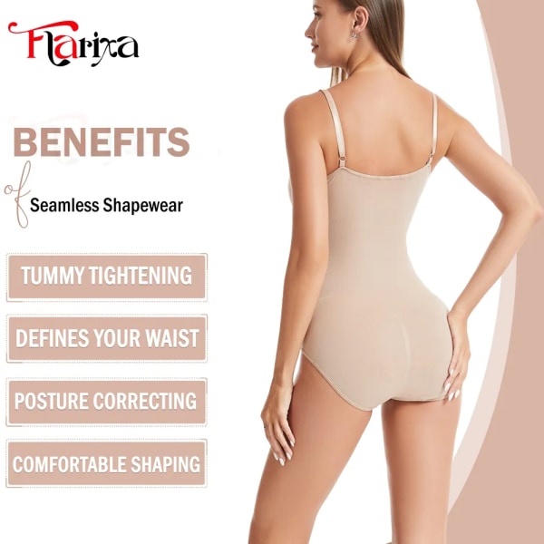 Flarixa Body Shapewear Kvinnor Helkroppsformare Magkontroll Bantning Skida Butt Lifter Push Up Lår Smalare Magformare Beige L